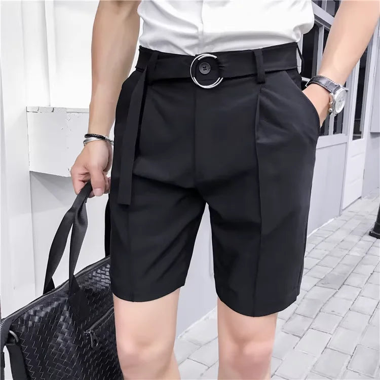 Anton - Pleated Solid Color Suit Shorts