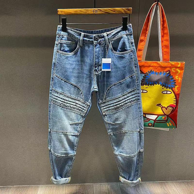 Billy - Washed Biker Denim Tapered Jeans