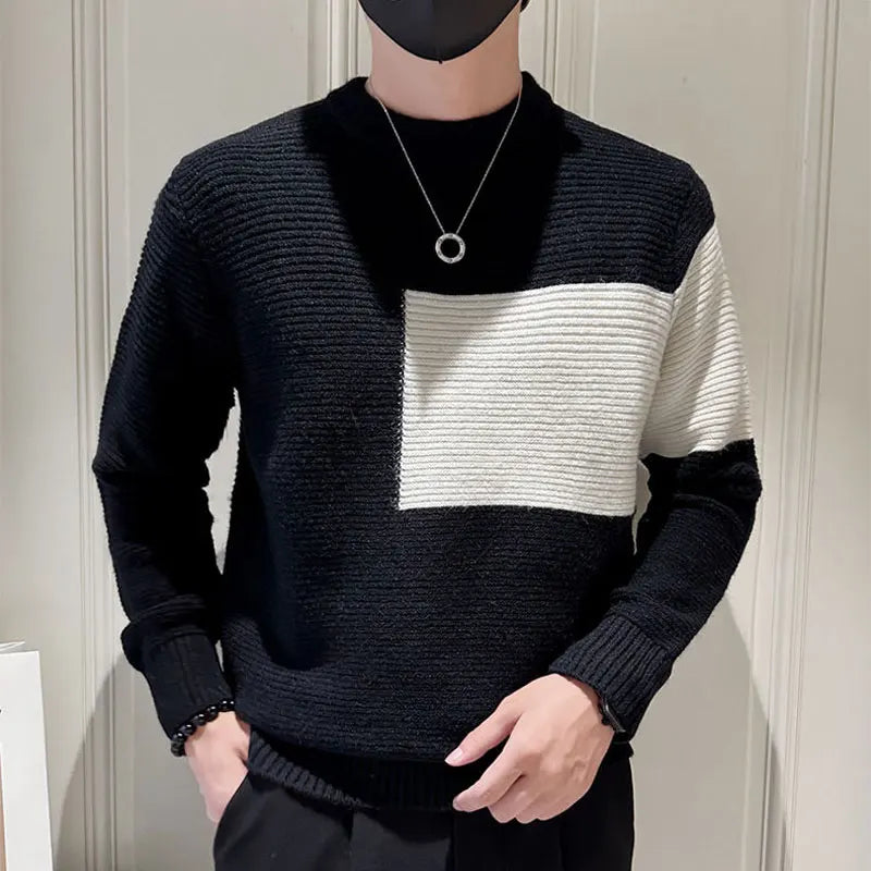 Basil - Contrasting Colors Patchwork Sweater