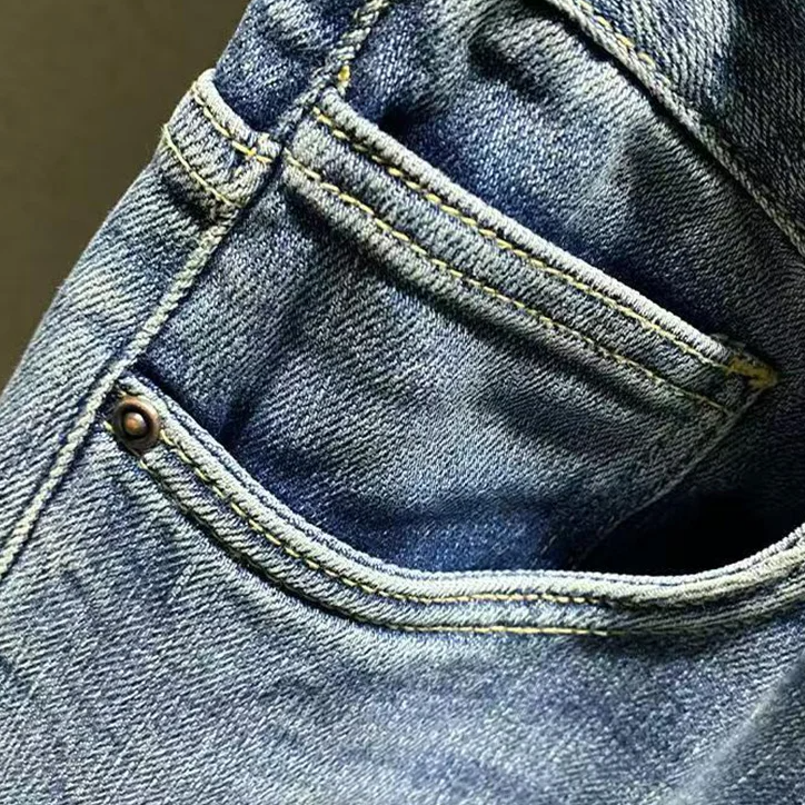 Billy - Washed Biker Denim Tapered Jeans