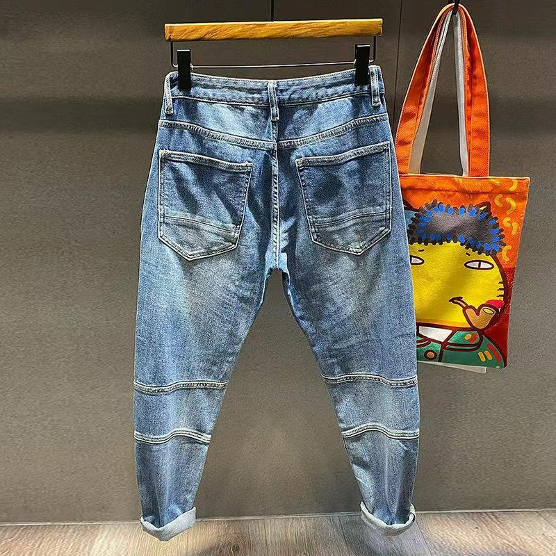 Billy - Washed Biker Denim Tapered Jeans