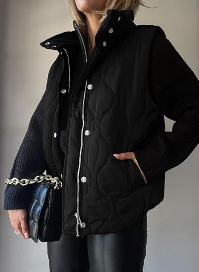 TAMMY™ - Classic Puffer Button Zip Up Collared Vest