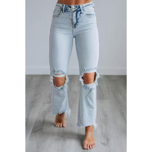 TALIA™ – Casual Washed Slim-Fit Ripped Jeans