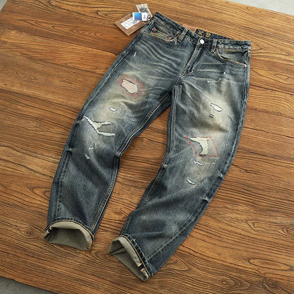 Harold - Heavyweight Washed Natural Distressed Jeans