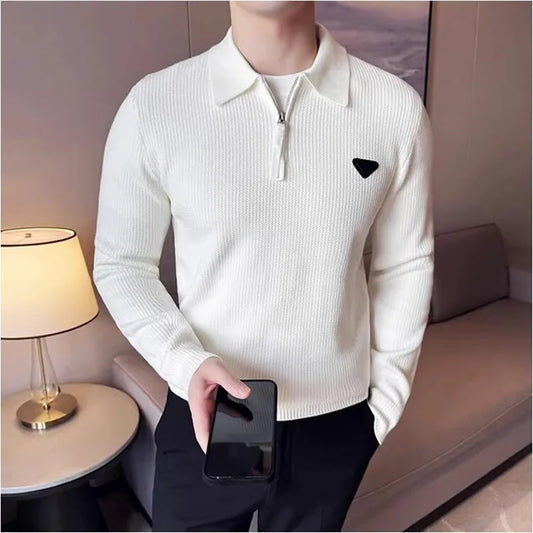 Zipper - Half Zip Design Mock Neck Polo Shirt