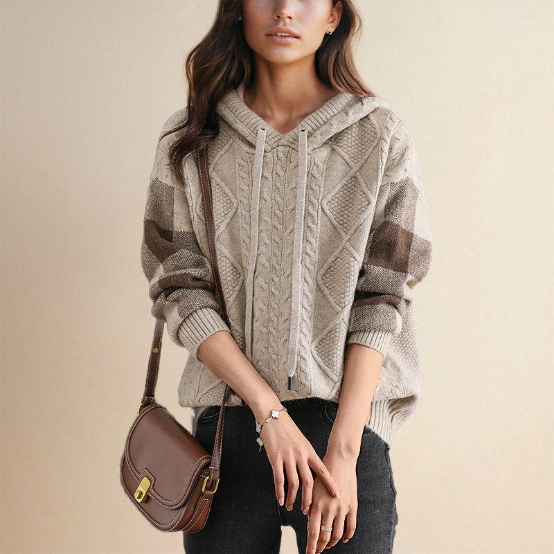 Emilly | Cable Knit Hoodie Sweater