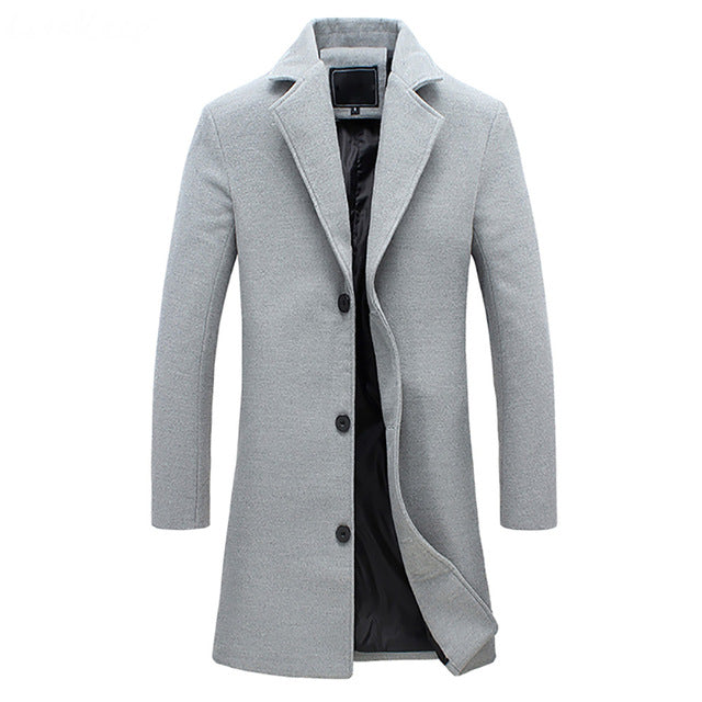 Troels | Herre Vinter Elegant Lang Uldfrakke Moderne Trenchcoat