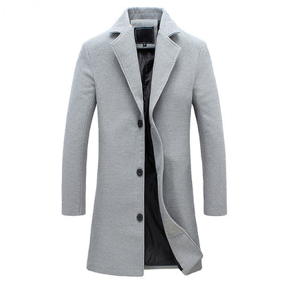Troels | Herre Vinter Elegant Lang Uldfrakke Moderne Trenchcoat