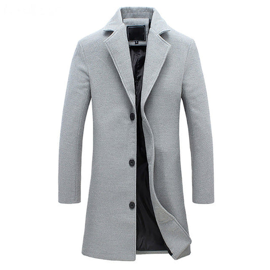 Troels | Herre Vinter Elegant Lang Uldfrakke Moderne Trenchcoat
