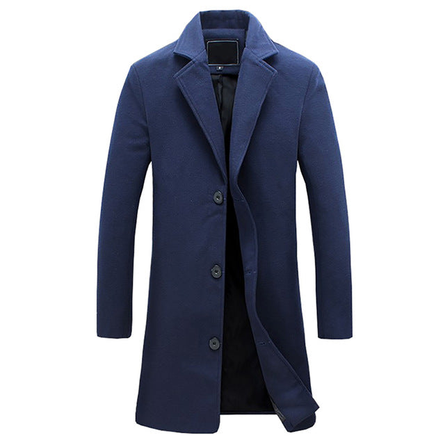 Troels | Herre Vinter Elegant Lang Uldfrakke Moderne Trenchcoat