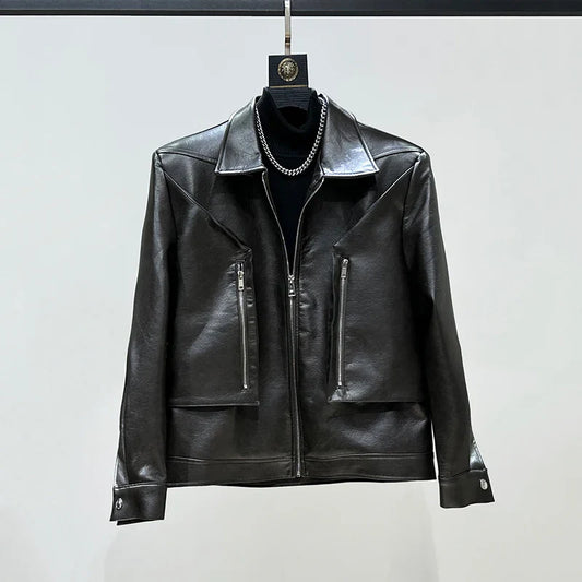 Michaello - Double Large Pocket Leather Jacket
