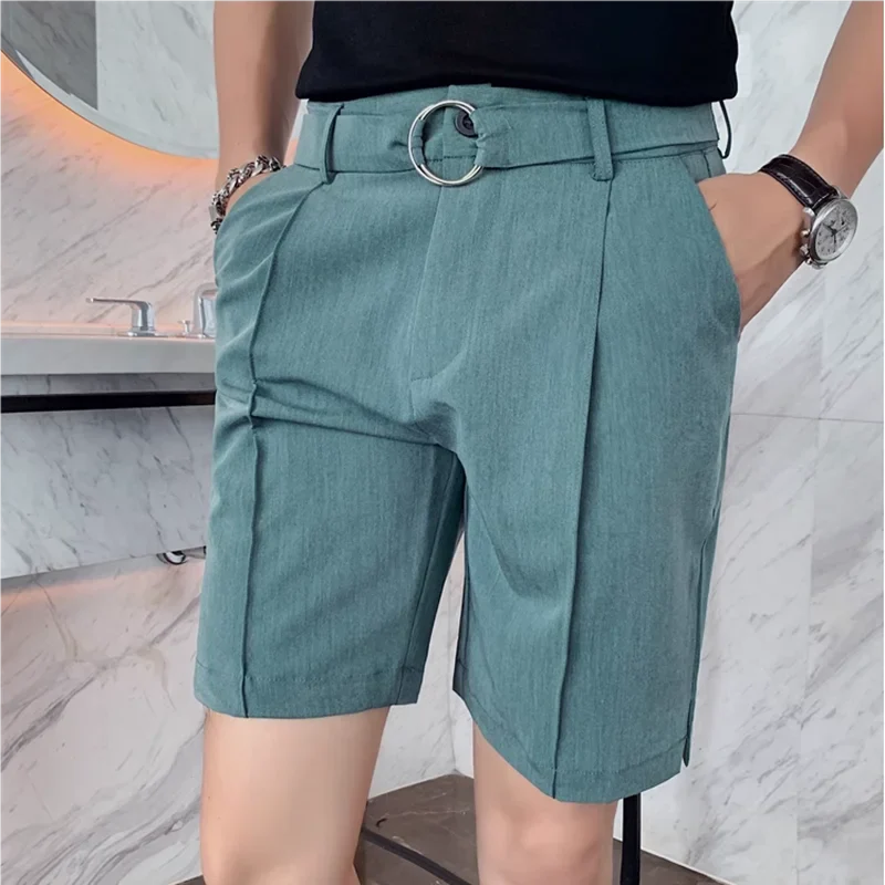 Anton - Pleated Solid Color Suit Shorts