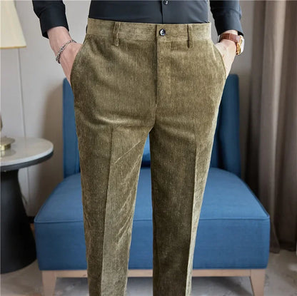 Evolve - Velvet Solid Slim Fit Trousers