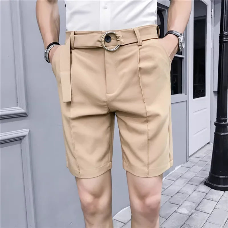 Anton - Pleated Solid Color Suit Shorts
