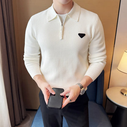 Zipper - Half Zip Design Mock Neck Polo Shirt